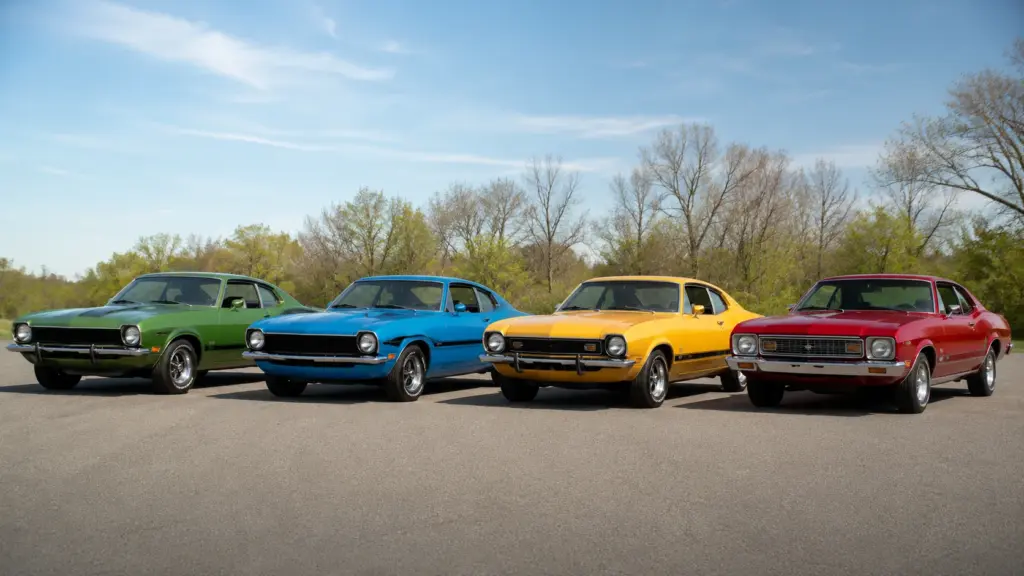 Ford_Maverick_Lineup_1970_1971_1973_1976_4K Evolution of the Classic Ford Maverick from 1970 to 1977