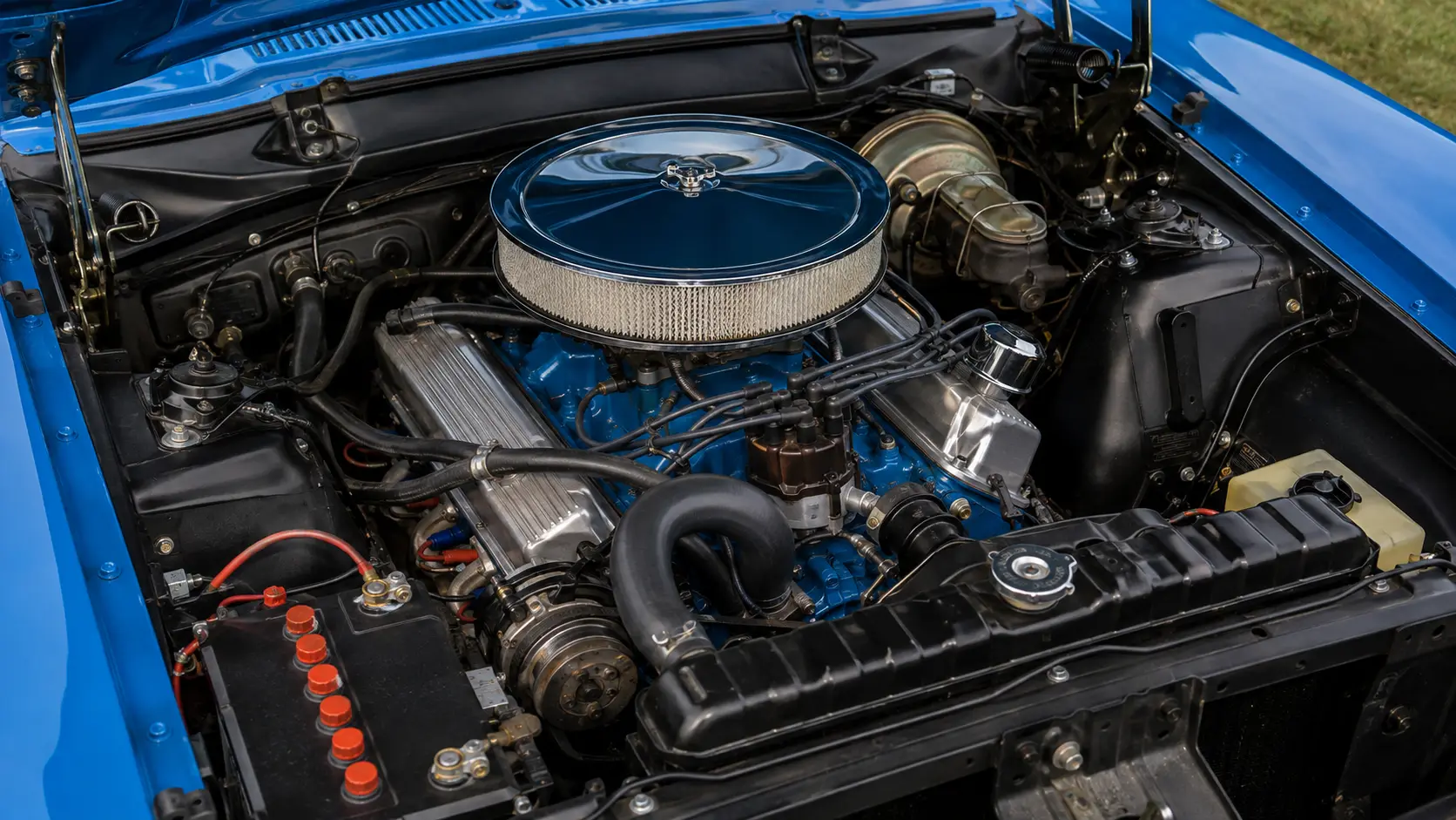 Factory-correct 302 Windsor V8 installed in a 1971 Ford Maverick